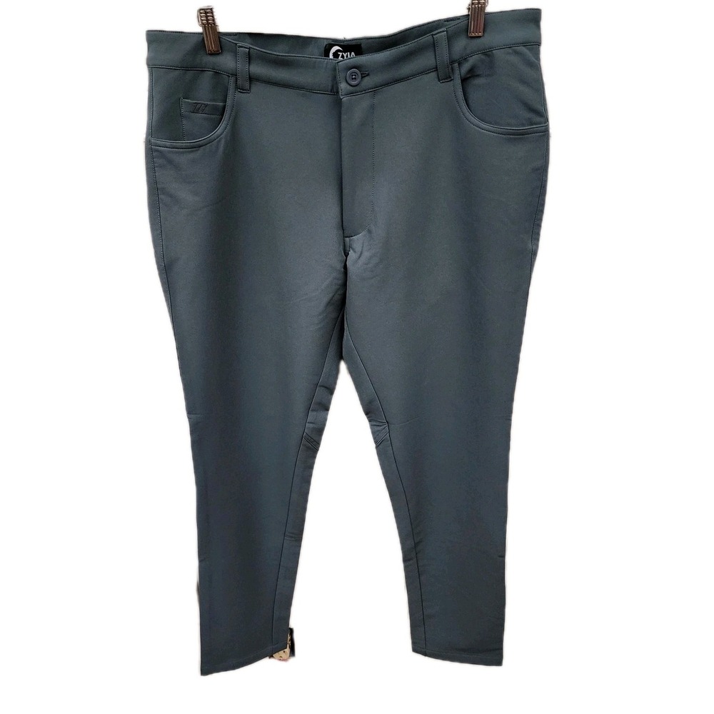 Zyia Men's Storm Gray Office Chino Large 36 X 30" Length Travel Pants